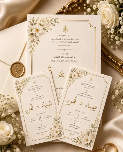تصميم دعوة زفاف كلاسيكية فاخرة