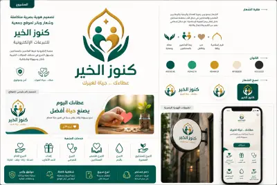 تصميم شعار وهوية بصرية لموقع جمعية "كنوز الخير" للتبرعات الإلكترونية