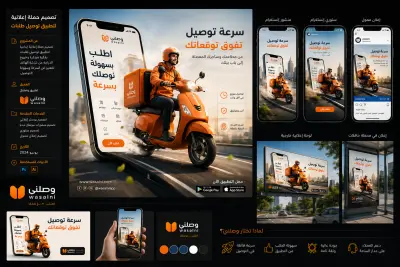 تصميم حملة إعلانية إبداعية لتطبيق توصيل طلبات