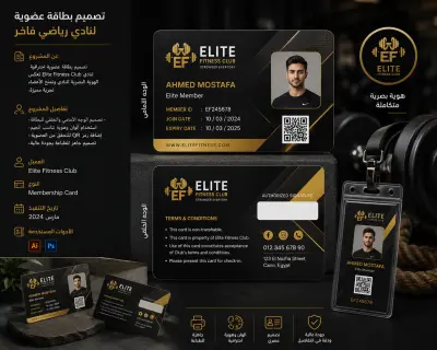 تصميم بطاقة عضوية احترافية لنادي رياضي فاخر