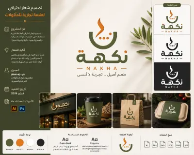 تصميم شعار احترافي لعلامة تجارية للمأكولات باسم "نكهة"