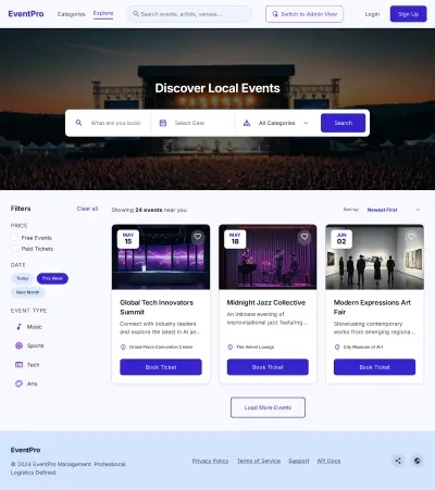 نظام مصغر لإدارة الفعاليات وعرض التذاكر | Simple Event CMS (Full-Stack)