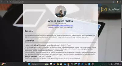 موقع شخصي لسيرة ذاتية: تصميم جذاب وأنيق يعكس مهاراتك وخبراتك في مجال التكنولوجيا