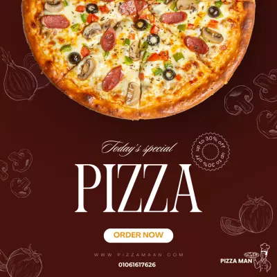 تصاميم سوشيال ميديا لمطعم (PIZZAMAN)