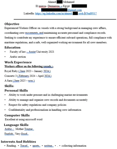كتابة وتصميم سيرة ذاتية احترافية متوافقة مع ATS تساعدك على تجاوز فلترة الـ HR (عربي / إنجليزي)
