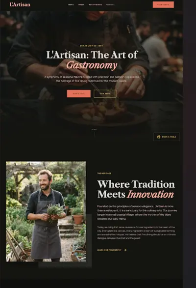تصميم وتطوير موقع مطعم احترافي ومتجاوب (Restaurant Landing Page)