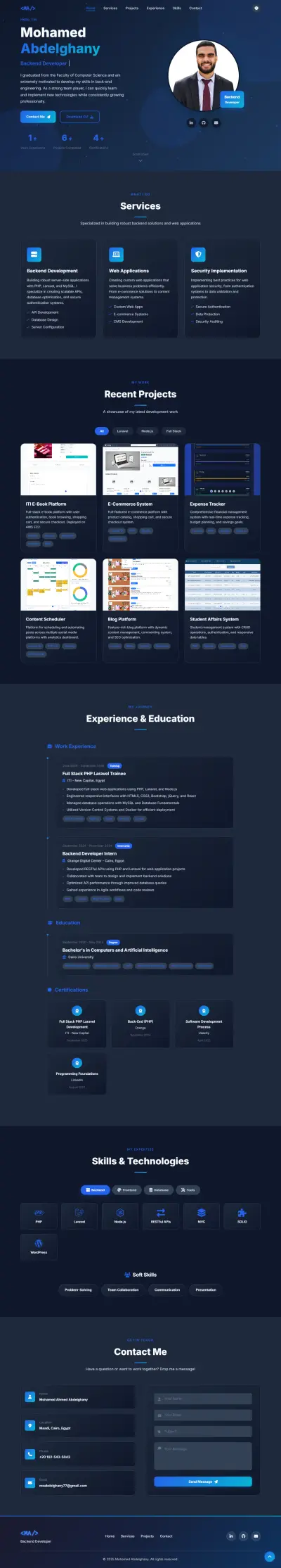 تصميم وتطوير المواقع الشخصية ومعارض الأعمال الاحترافية