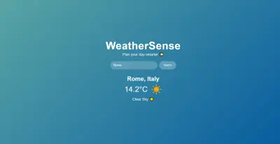 WeatherSense – صفحة هبوط ذكية للتنبؤ بالطقس بأسلوب عصري