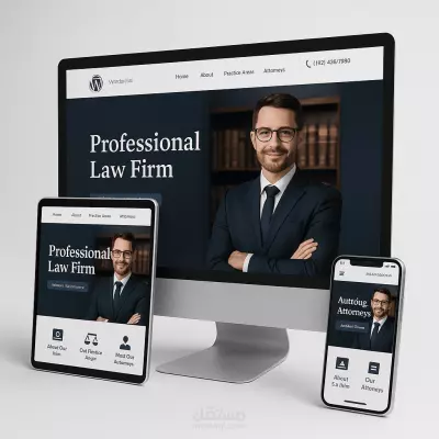 تصميم ثلاثي الأبعاد لموقع محاماة احترافية باستخدام WordPress
