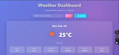 تصميم موقع لعرض تفاصيل الطقس