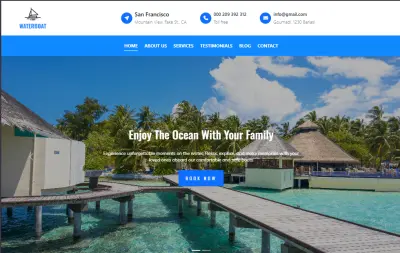 صفحة هبوط ترويجية لخدمات الرحلات البحرية بتصميم تفاعلي ومتجاوب Landing Page