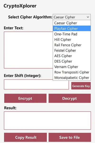 تطبيق تشفير متعدد الخوارزميات باستخدام Python (CryptoXplorer)