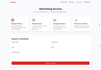 موقع الكترونى لشركة ترجمة و طباعة و تسويق الكترونى