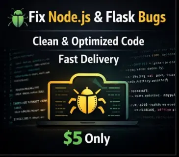 سأقوم بإصلاح الأخطاء في مشاريع Node.js أو Flask بسرعة