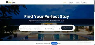 نظام حجز فنادق متكامل مع لوحة تحكم وإدارة كاملة (StayEase)