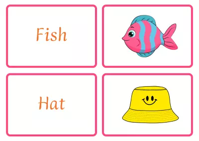 CVC Words A English Flashcards in Green Illustrated Style
