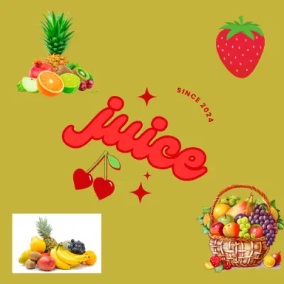 تصميم جرافيكي جذاب لمحل عصائر طازجة - "جوس بار 2024"