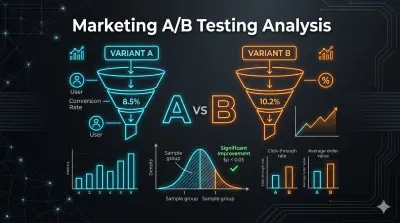 تحليل إحصائي (A/B Testing) لتقييم أداء حملة تسويقية وزيادة معدل التحويل (Conversion Rate)