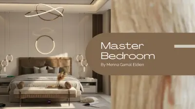 تصميم داخلي ثلاثي الأبعاد لغرفة نوم رئيسية مودرن