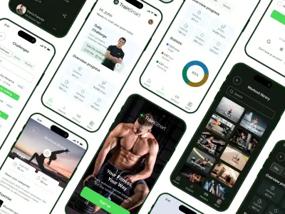 تطبيق الكتروني Personal Fitness & Wellness تصميم UI UX
