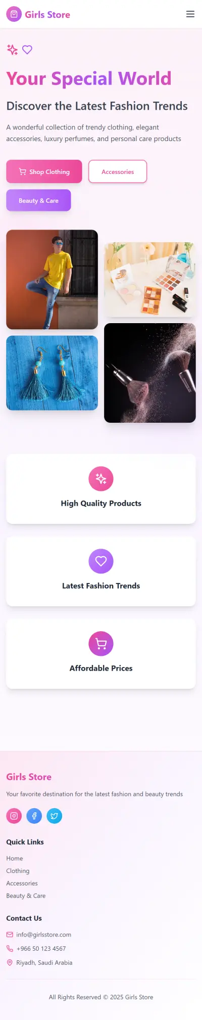 متجر الكتروني|Girls Store- تصميم جذاب وتجربة تسوق سلسة