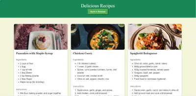 صفحة ويب لوصفات طبخ