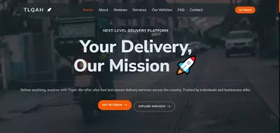 طلقة 🚀 – موقع عصري وبسيط لمنصة توصيل مستقبلية