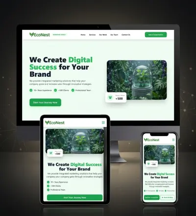 إيكو نيست (EcoNest) - صفحة هبوط احترافية لوكالة تسويق رقمي