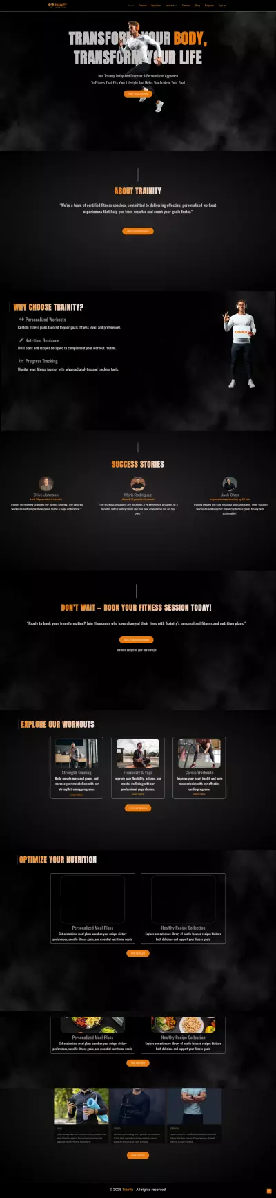 Trainity Website for Health and Fitness Awareness