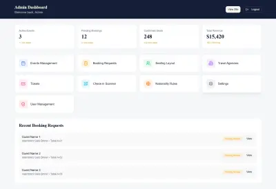 نظام حجز فعاليات وإدارة أماكن مع لوحة تحكم متكاملة