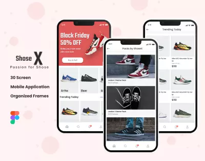 تصميم تطبيق موبايل  UI UX (Shose X – انطلق بخطوة واثقة)