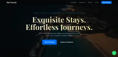 Travel Services and Chalet Rentals landing page