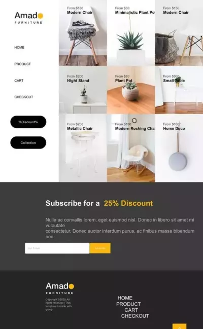 هي تصميم واجهة متجر إلكتروني لبيع الأثاث اسمه Amad Furniture،