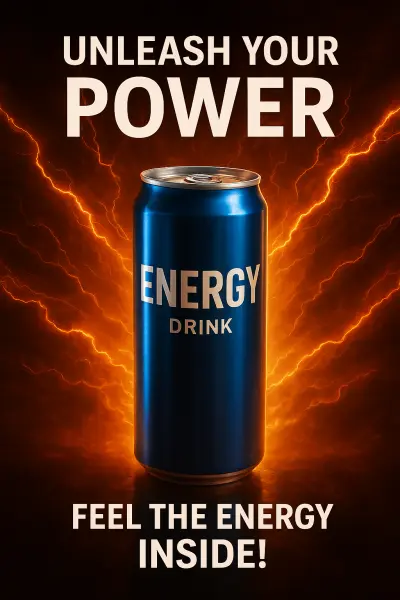 Unleash the Power – High-Impact Energy Drink Campaign Visual