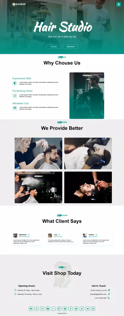 barbar shop website design
