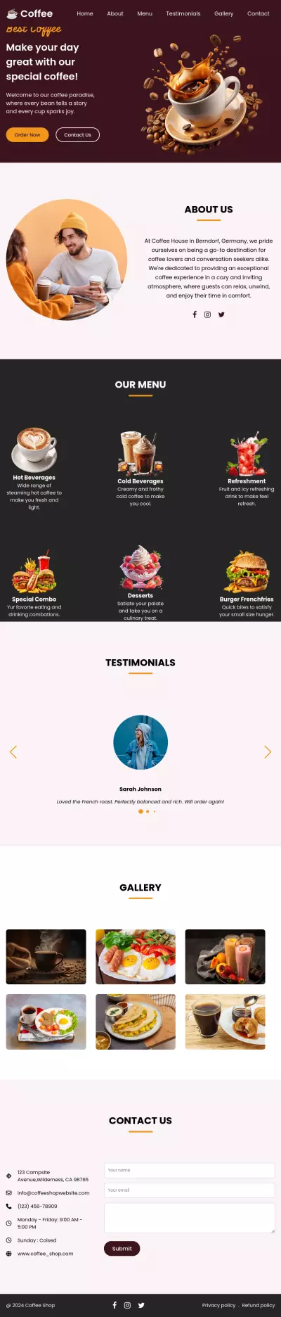 Coffee Shop Website