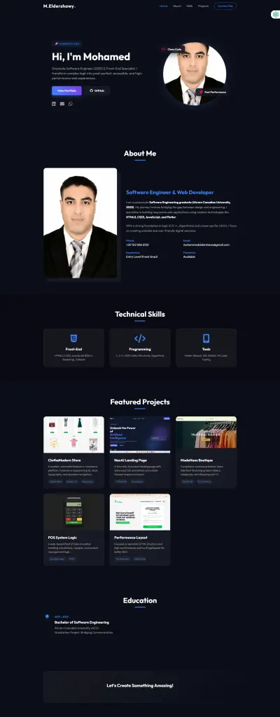 تصميم وبرمجة موقع معرض أعمال شخصي احترافي (Portfolio Website) متجاوب وعصري