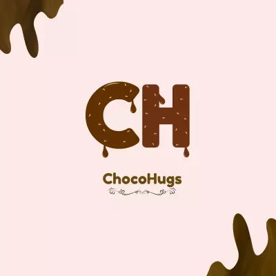 تصميم شعار مميز لبراند الشوكولاتة ChocoHug بذوبان إبداعي وحروف مبتكرة