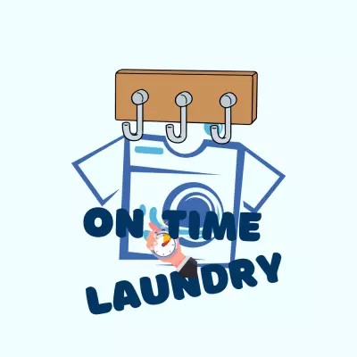 تصميم لوجو احترافى لمغسلة ملابس on time Laundry