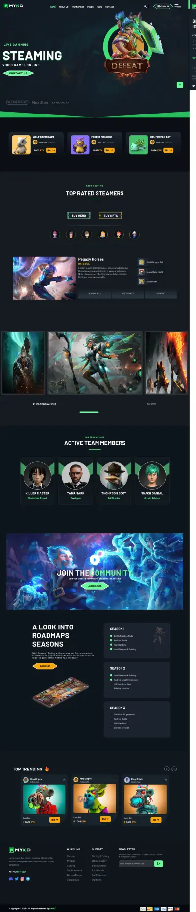 Gaming UI/UX Website Design