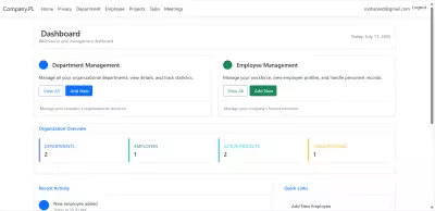 CorpManager: ASP.NET Core Company Dashboard