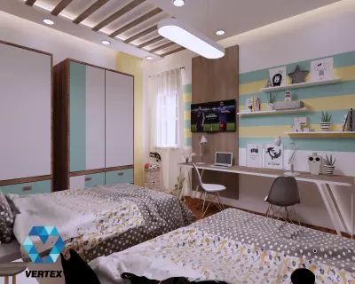 تصميم غرفة أولاد مساحة محدودة