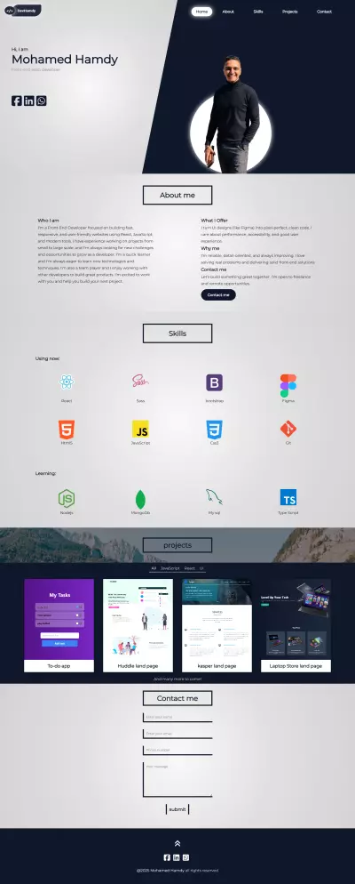 تصميم صفحة Portfolio باستخدام HTML وCSS وJavaScript بشكل احترافي ومتجاوب