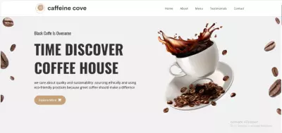 Caffiene Cove – واجهة موقع مقهى احترافية
