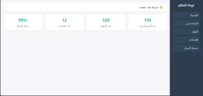 لوحة تحكم احترافية لإدارة الموارد والمهام في نظام داخلي (Dashboard System)