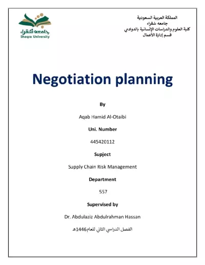 Negotiation planning