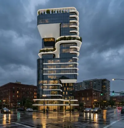 تصميم احترافي لبرج في مدينة بورتلاند في امريكا.