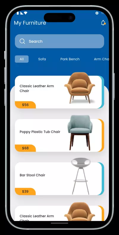 Furniture App - تطبيق لمتجر اثاث لعرض قطع الاثاث بالوانها و احجامها المختلفة