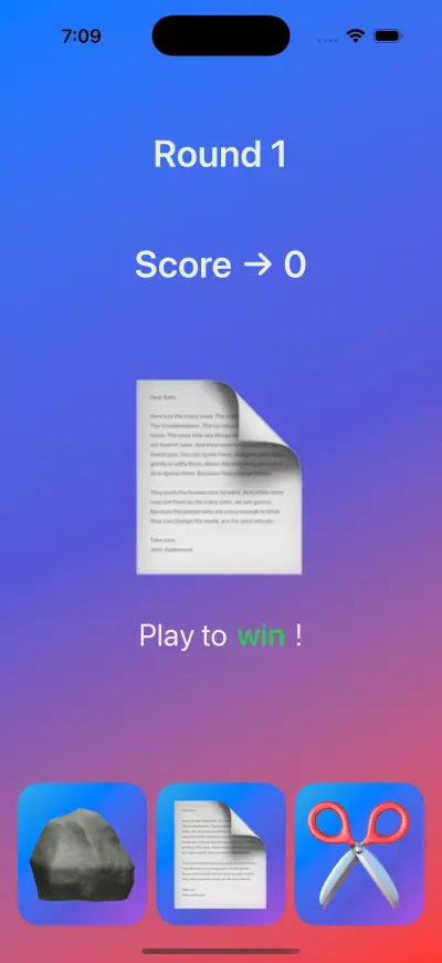 تطبيق حجر ورقة مقص iOS