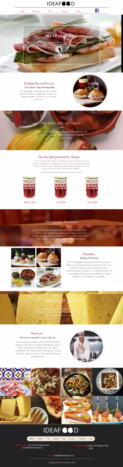 مشروع تصميم وتطوير واجهة موقع IdeaFood